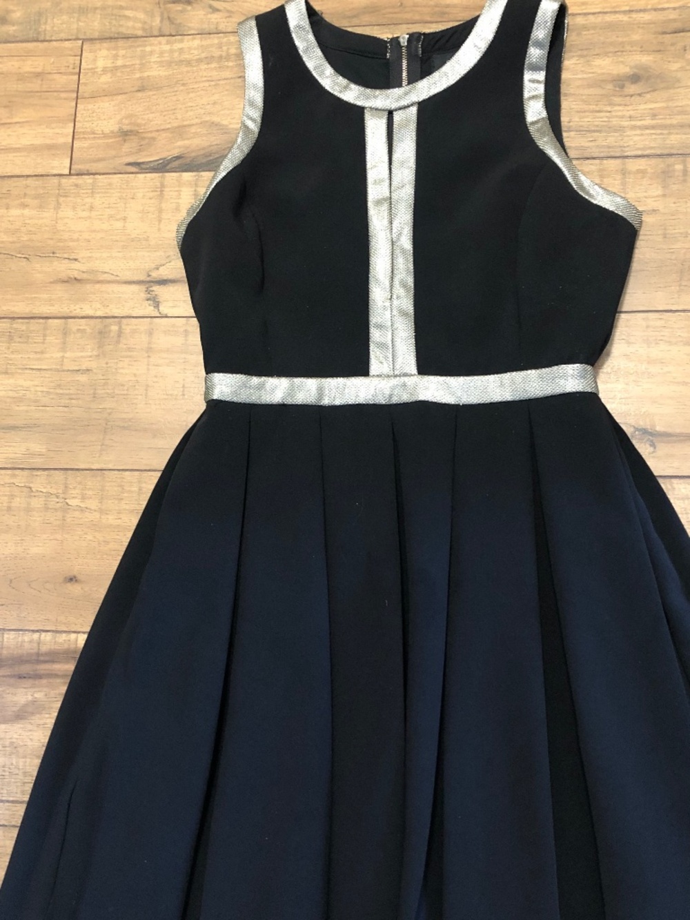 Endless Rose Black Dress Size S Front cut out lined silver trim accent